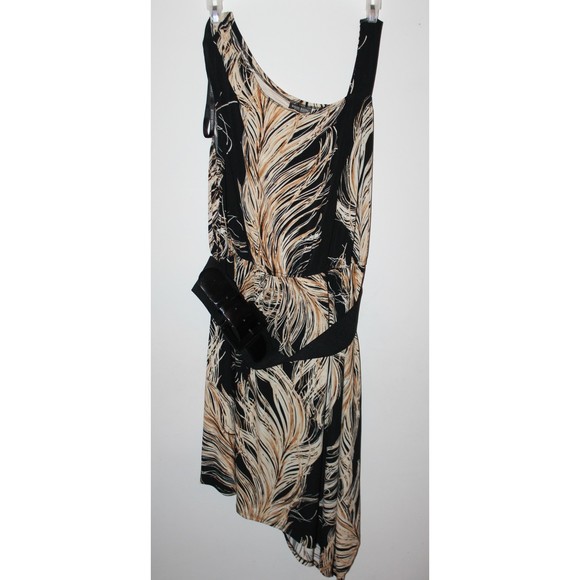 Bisou Bisou Dress Feather Design One Shoulder fit Size1X Belt by Michele Bohbot - Picture 1 of 6